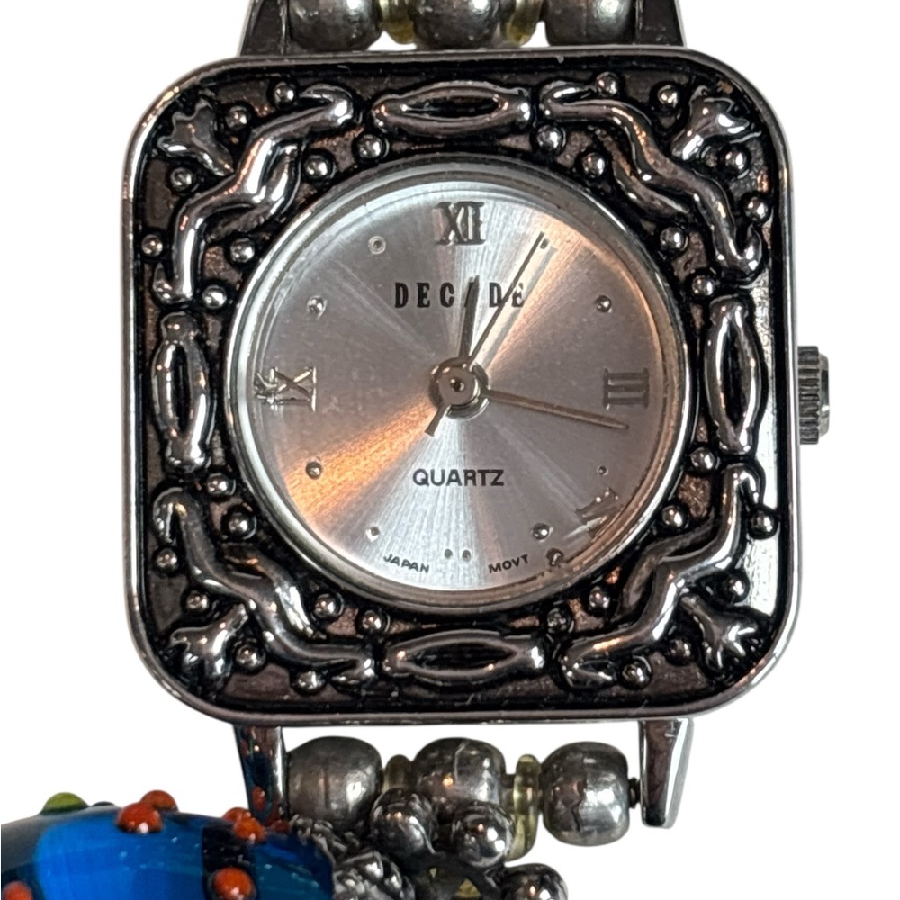 Decide Quartz Boho Bracelet Watch Lampwork Glass Beads Artisan Stretch Ban